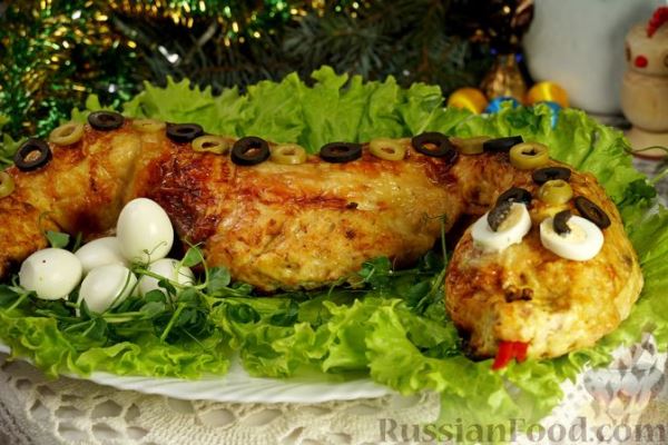 Фаршированная куриная шейка, запечённая в фольге