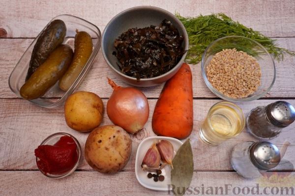 Рассольник с перловкой и морской капустой